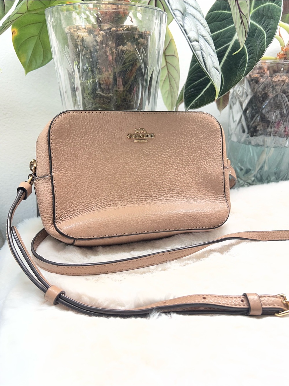 Coach Pebble Leather Crossbody Bag in Blush Pink